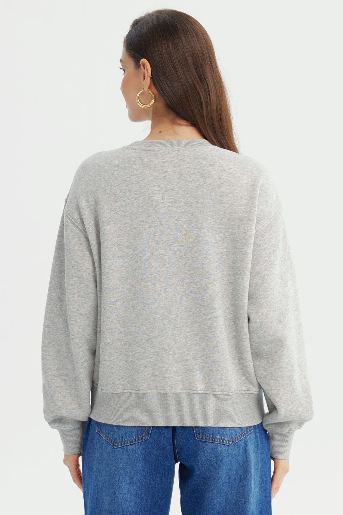 Polerón Mujer Regular Gris Melange
