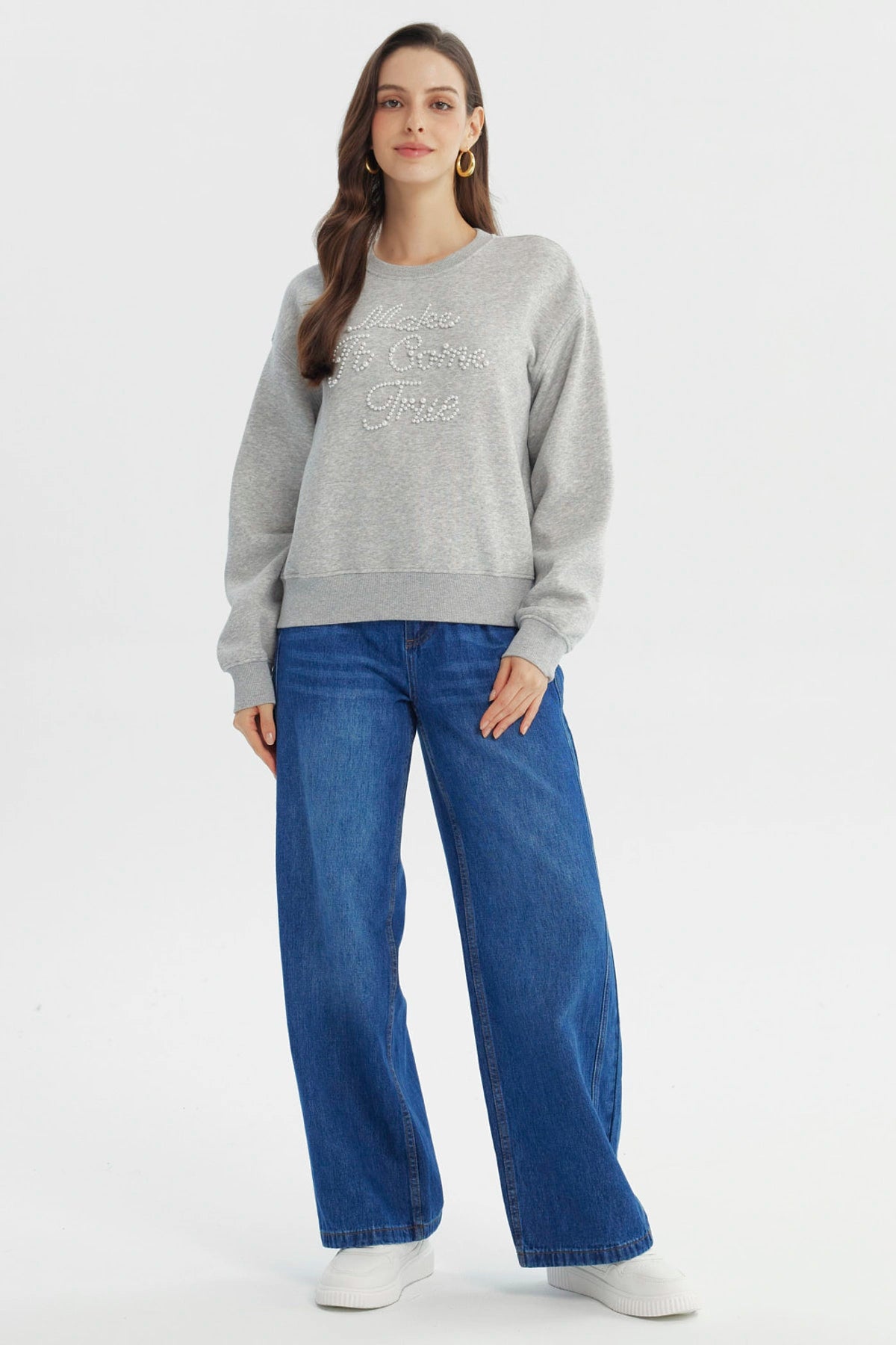 Polerón Mujer Regular Gris Melange