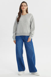 Polerón Mujer Regular Gris Melange