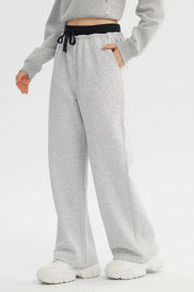 Pantalón Buzo Mujer Wide Leg Gris Melange