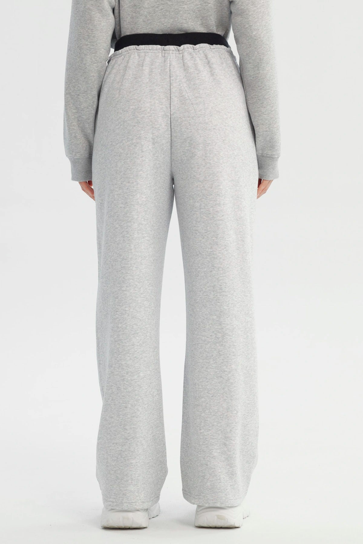 Pantalón Buzo Mujer Wide Leg Gris Melange