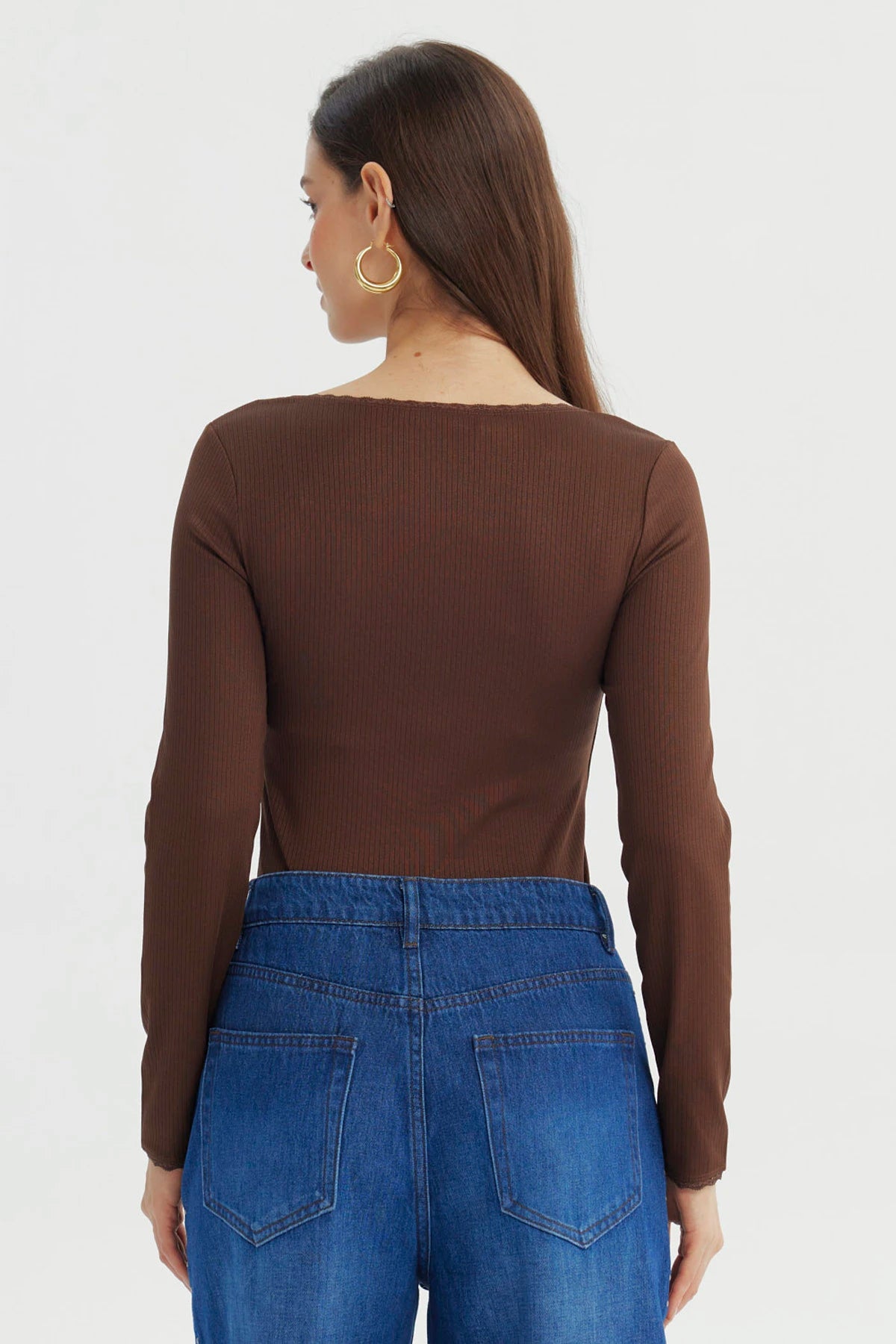 Polera Mujer Ajustado Café