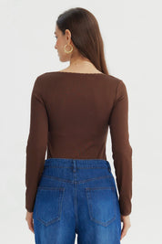 Polera Mujer Ajustado Café
