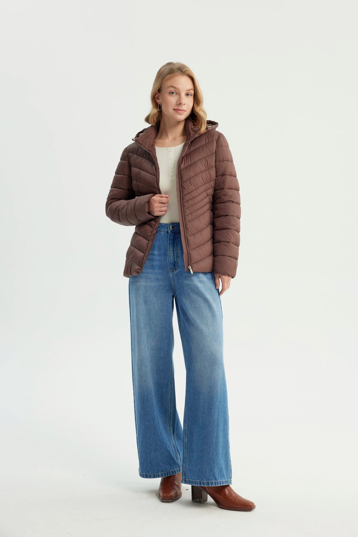 Parka Mujer Slim Café Oscuro