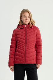 Parka Mujer Slim Rojo Oscuro