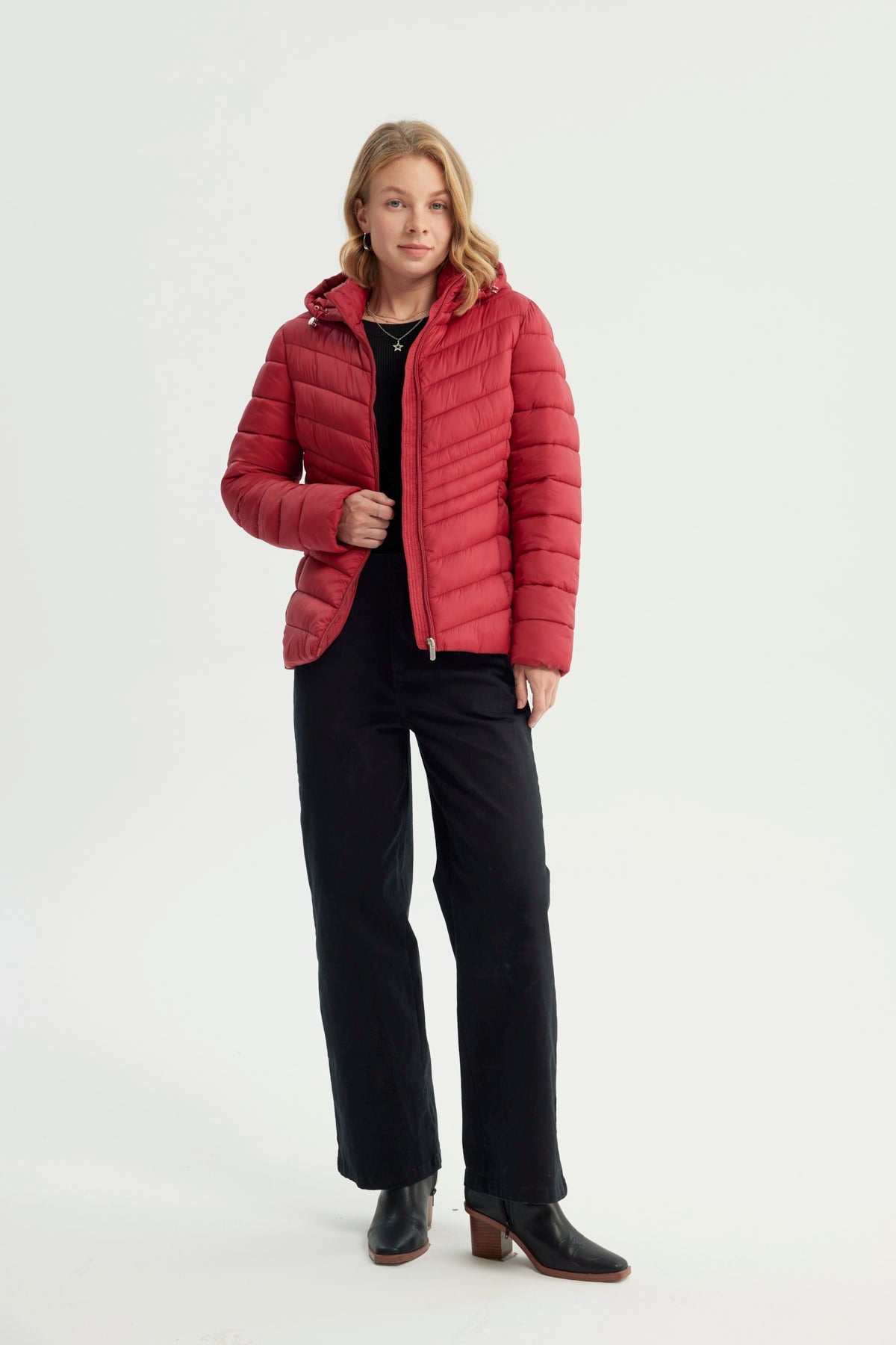 Parka Mujer Slim Rojo Oscuro