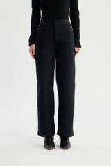 Pantalón Mujer Calce Recto Negro