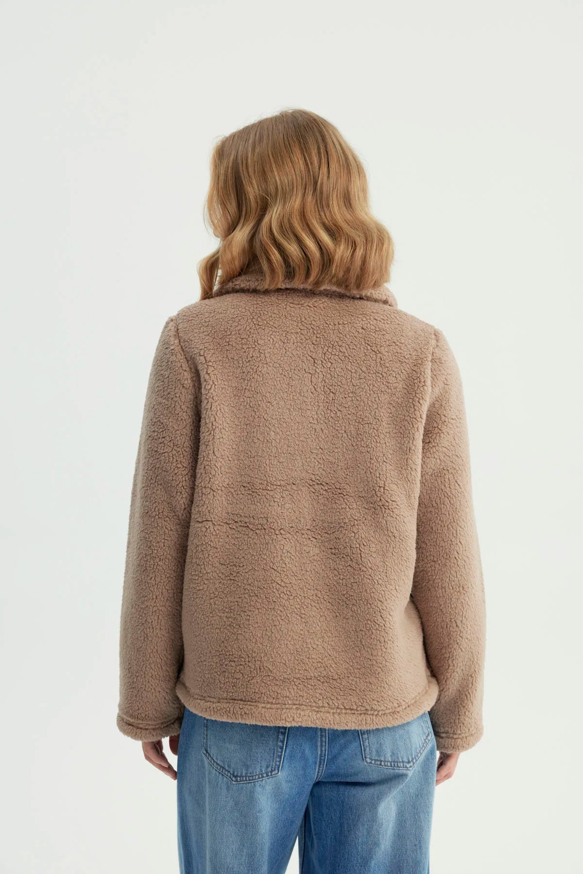 Polar Mujer Cuello Camisero Abotonado Beige
