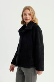 Polar Mujer Cuello Camisero Abotonado Negro