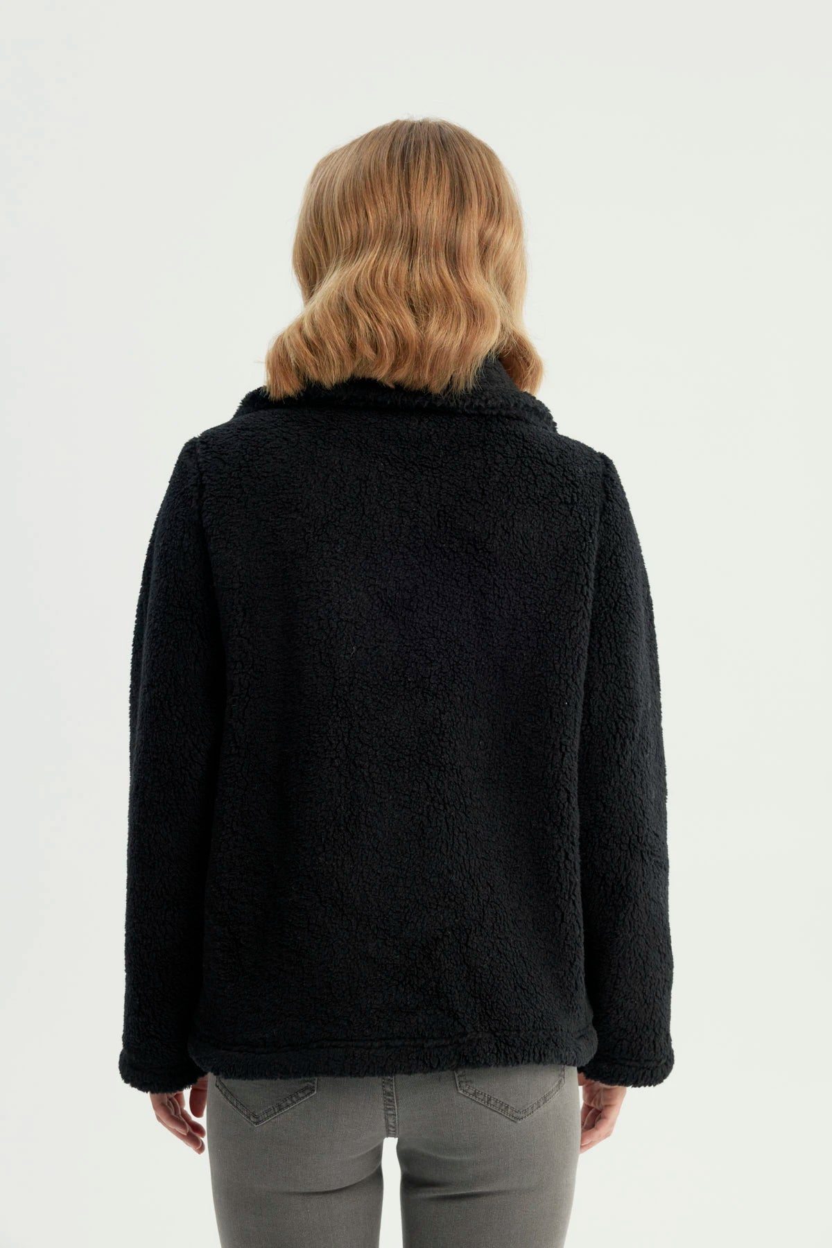 Polar Mujer Cuello Camisero Abotonado Negro