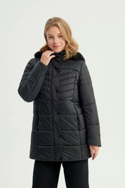 Parka Mujer Larga Cuello Con Gorro Negro