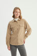Chaqueta Mujer Oversize Cuello Polo Beige
