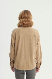 Chaqueta Mujer Oversize Cuello Polo Beige