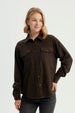 Chaqueta Mujer Oversize Cuello Polo Chocolate