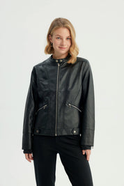 Chaqueta Mujer Ecocuero Negro