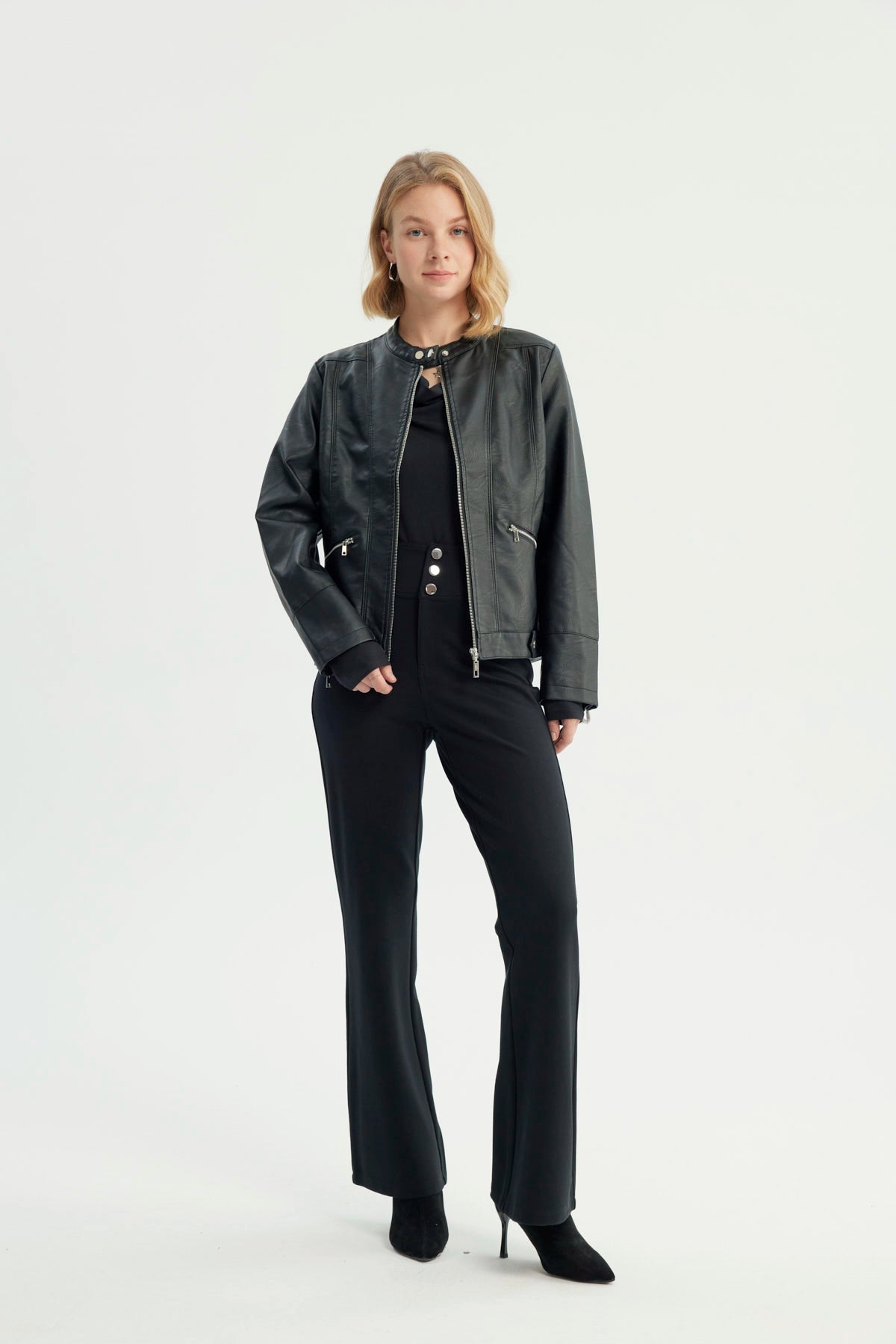 Chaqueta Mujer Ecocuero Negro