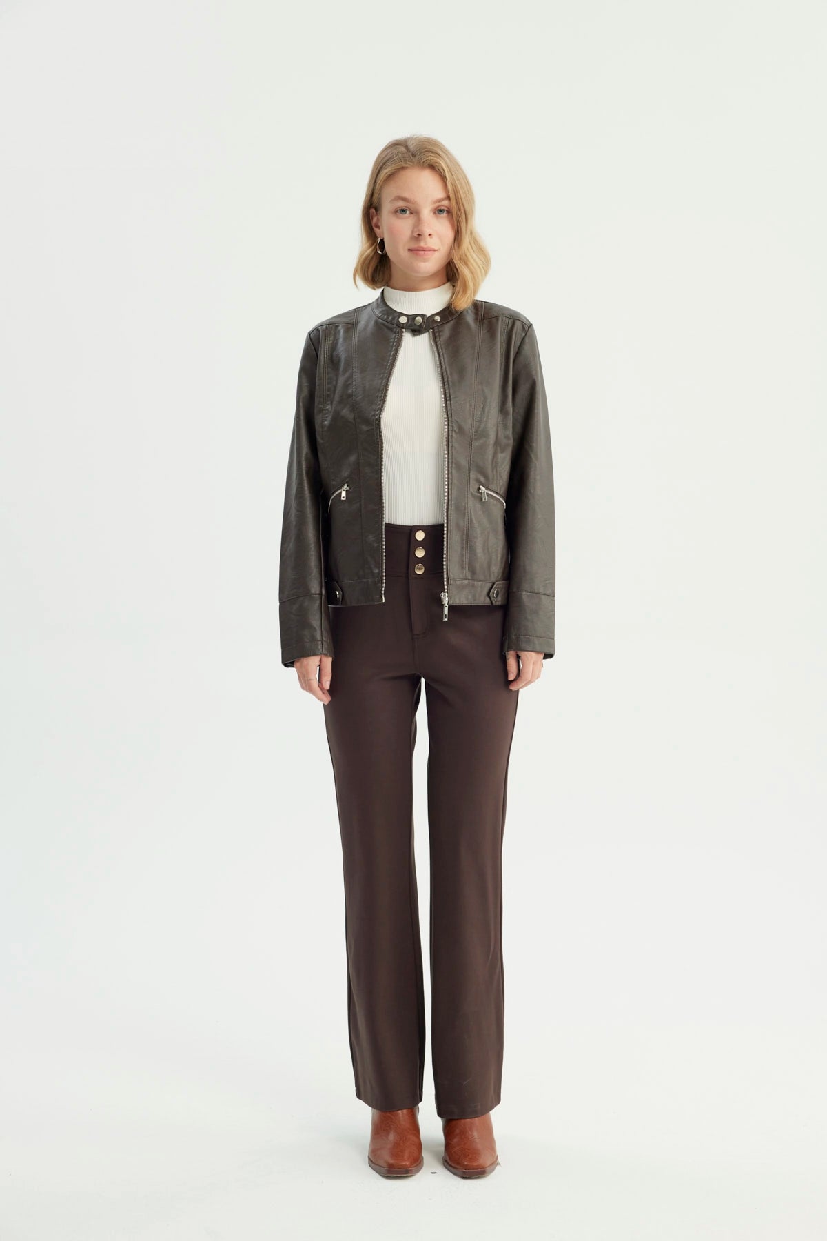 Chaqueta Mujer Ecocuero Chocolate