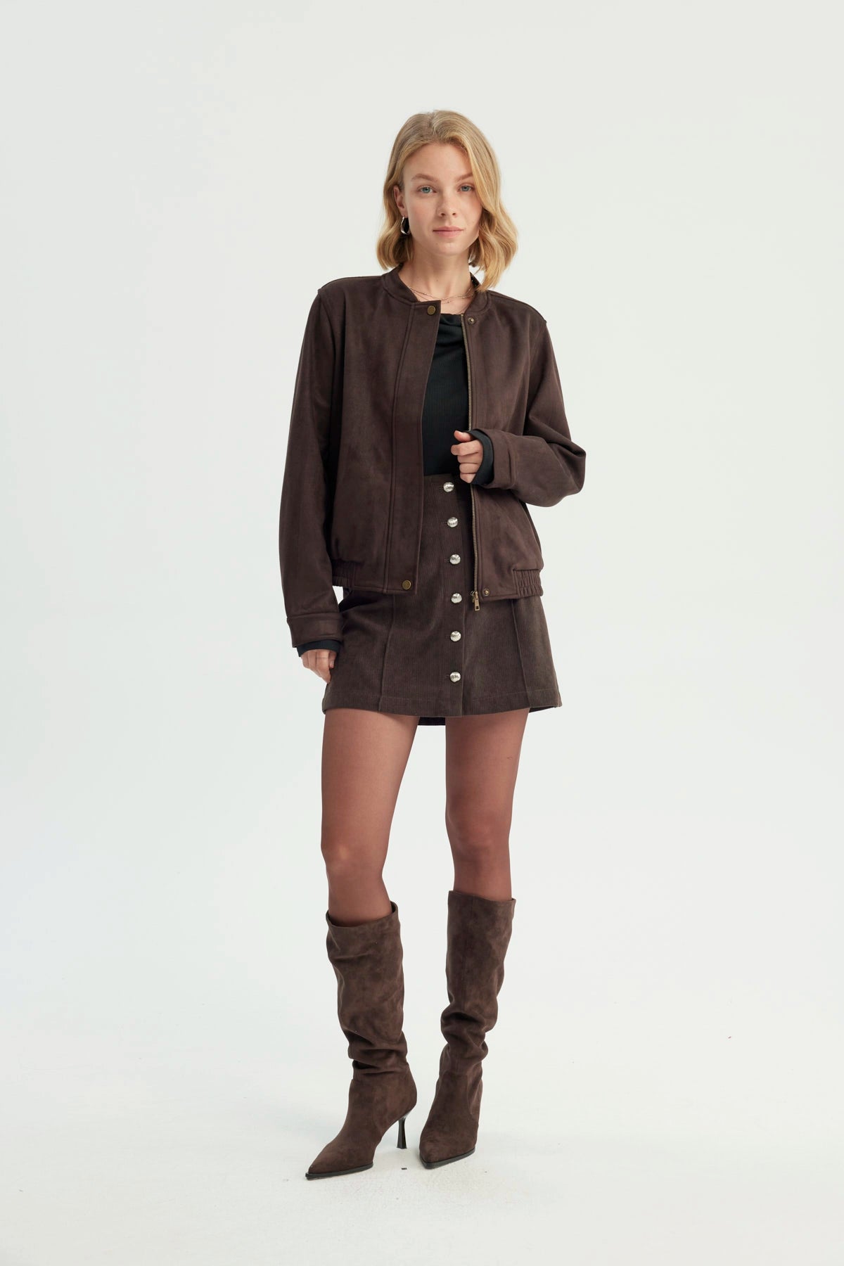 Chaqueta Mujer Classic Cuello Polo Chocolate