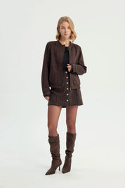 Chaqueta Mujer Classic Cuello Polo Chocolate