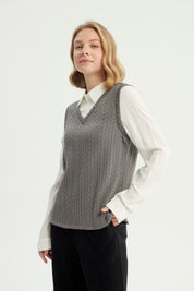 Sweater Mujer Regular Gris Oscuro