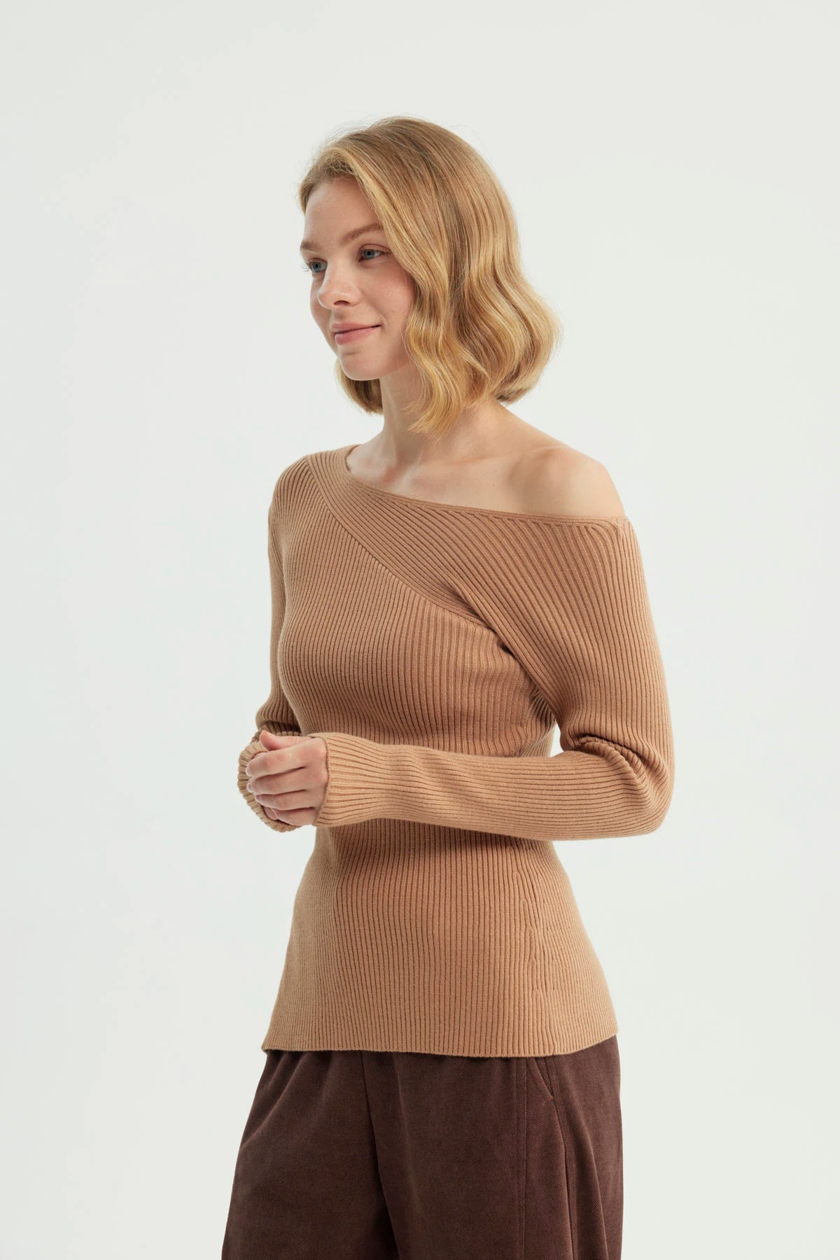 Sweater Mujer Bloques Camel