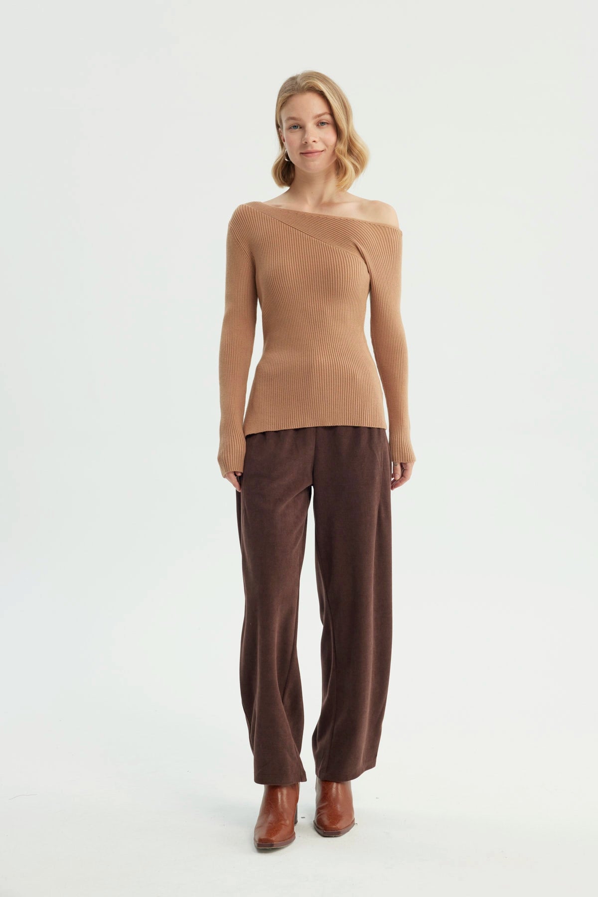 Sweater Mujer Bloques Camel