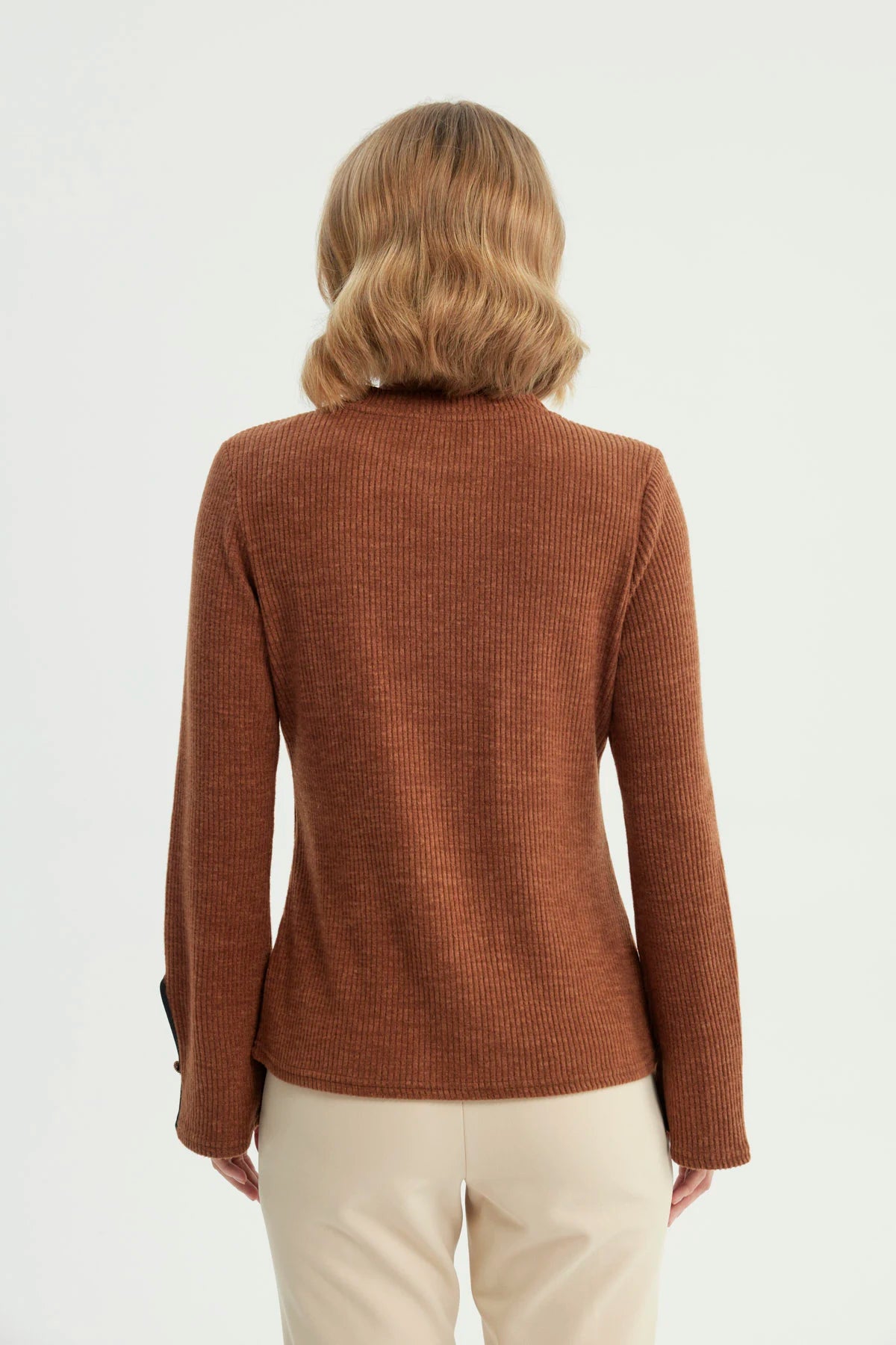 Sweater Mujer Regular Camel Oscuro