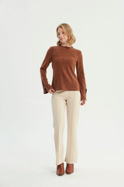 Sweater Mujer Regular Camel Oscuro