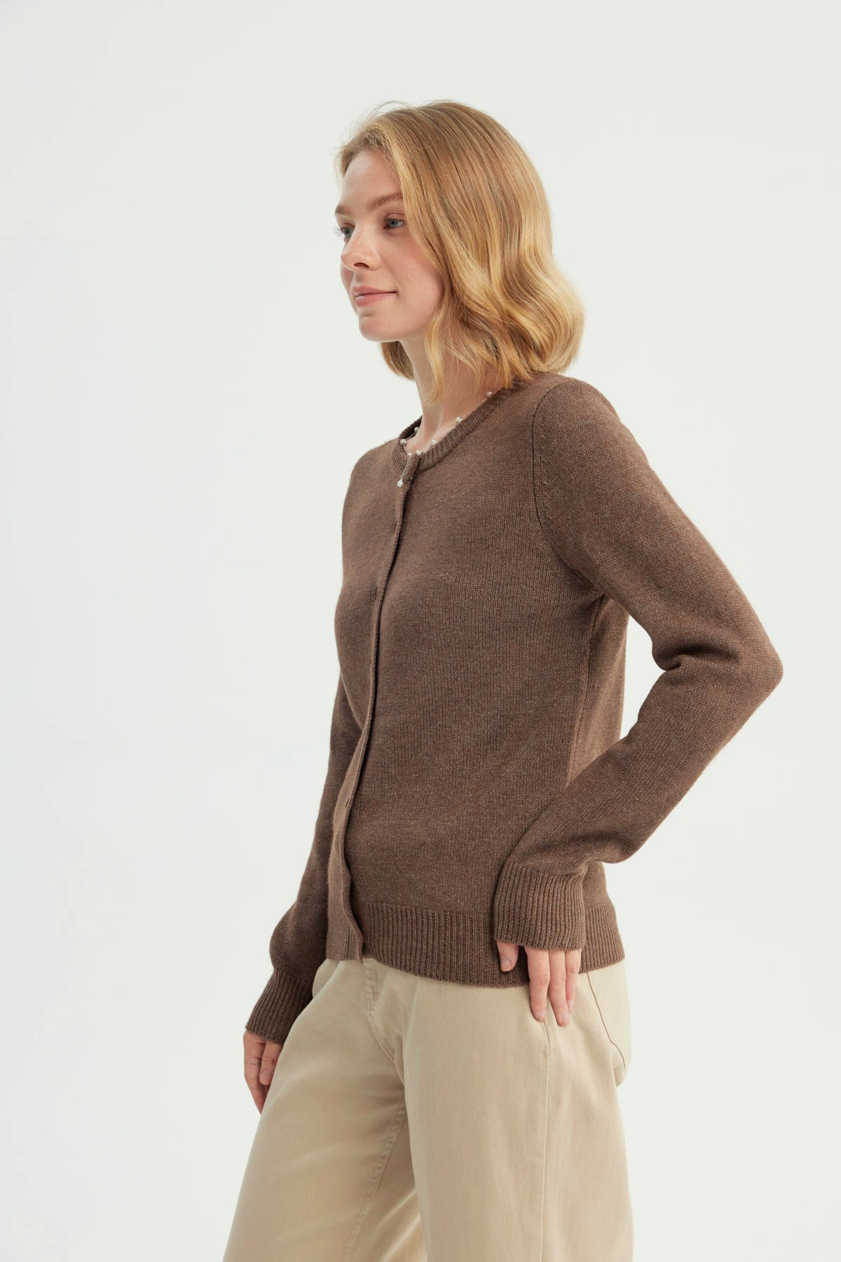 Sweater Mujer Regular Café Oscuro