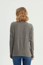 Sweater Mujer Clásico Gris Melange