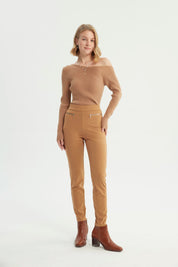 Calza Mujer Semi Pitillo Camel