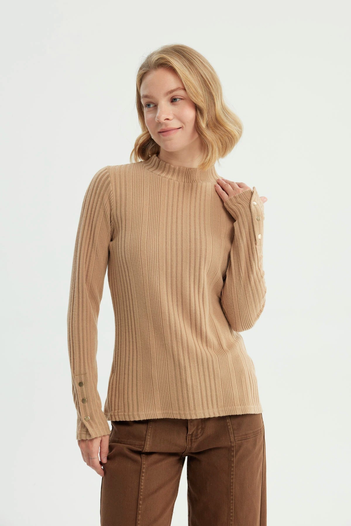 Polera Mujer Ajustado Beige