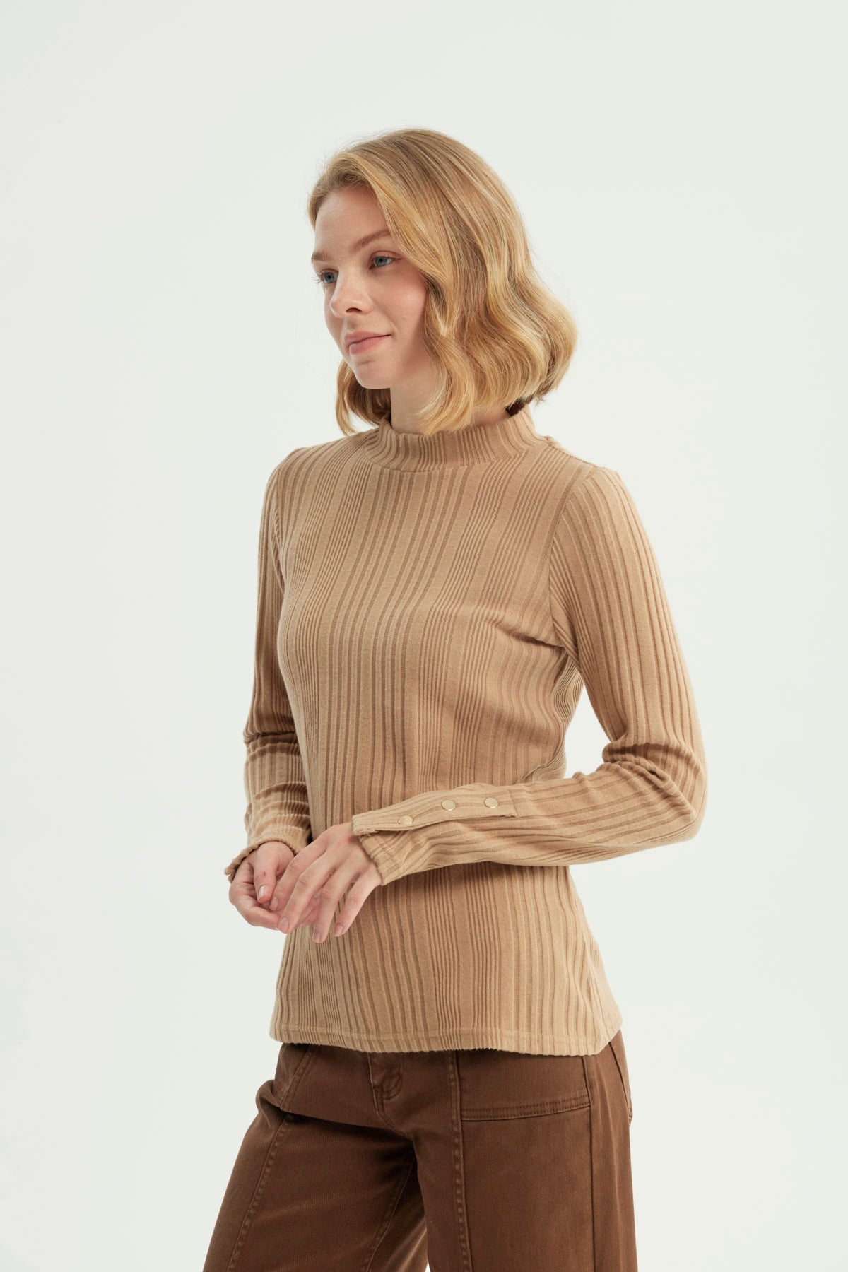 Polera Mujer Ajustado Beige