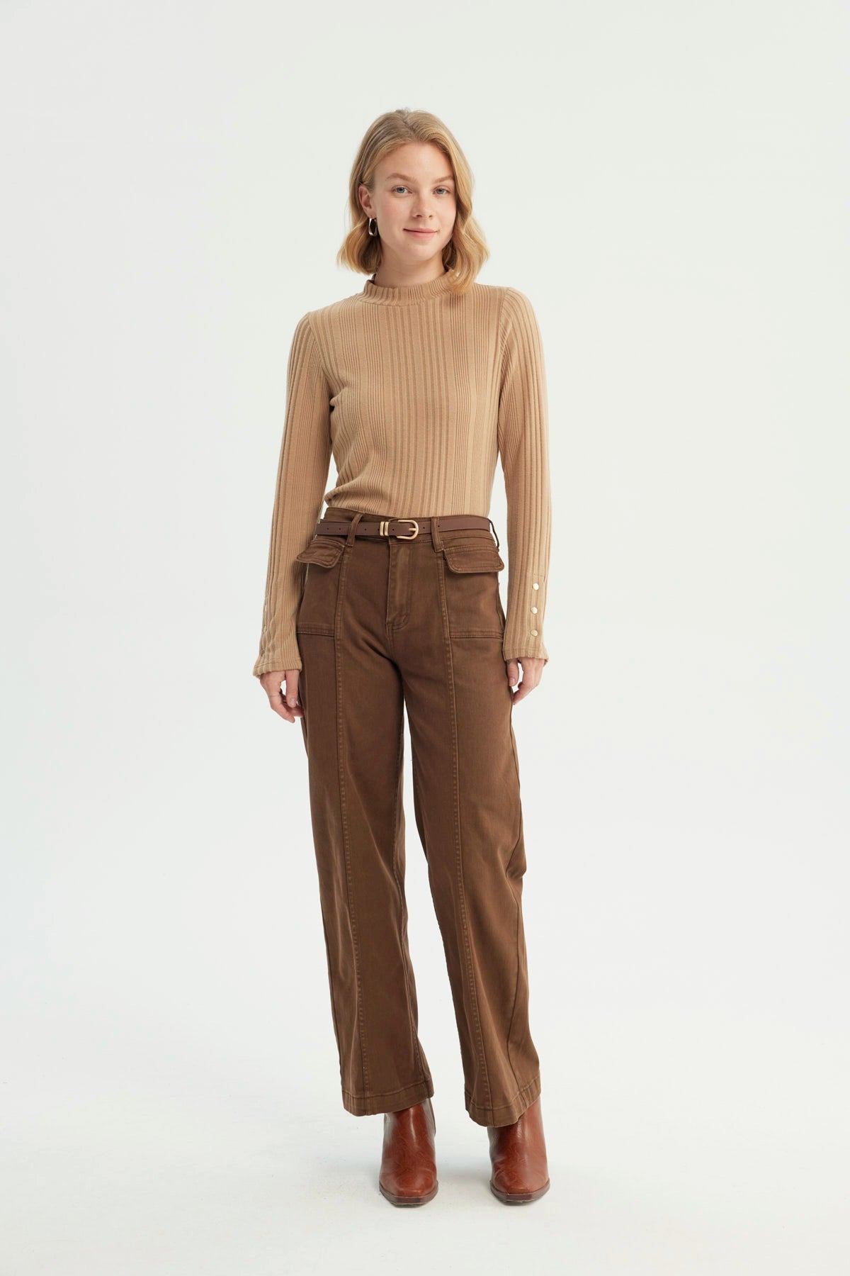 Polera Mujer Ajustado Beige