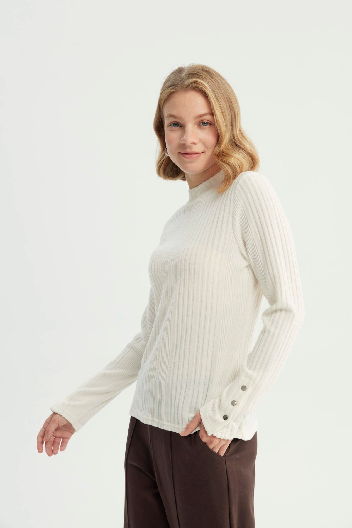 Polera Mujer Ajustado Crema