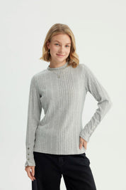 Polera Mujer Ajustado Gris Melange