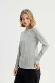 Polera Mujer Ajustado Gris Melange