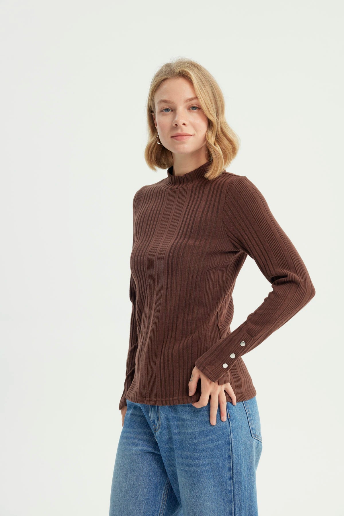 Polera Mujer Ajustado Café Oscuro