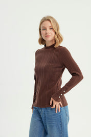 Polera Mujer Ajustado Café Oscuro