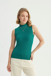 Polera Mujer Ajustada Sin Mangas Verde