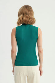 Polera Mujer Ajustada Sin Mangas Verde