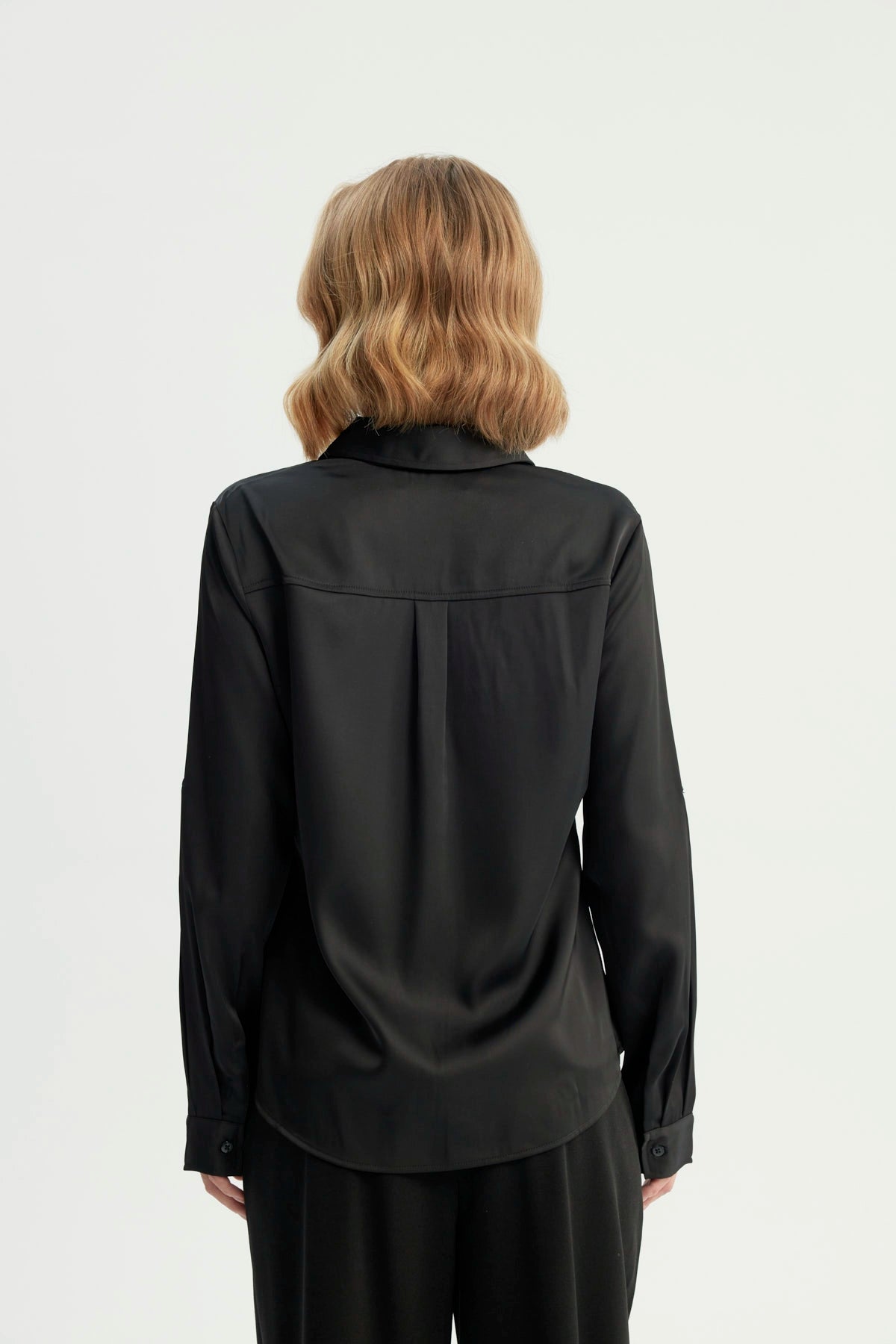 Blusa Mujer Cuello Camisero Negro
