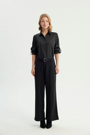 Blusa Mujer Cuello Camisero Negro