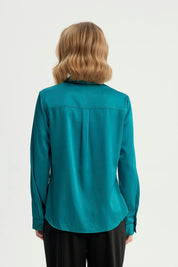 Blusa Mujer Cuello Camisero Verde