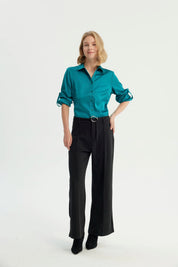 Blusa Mujer Cuello Camisero Verde