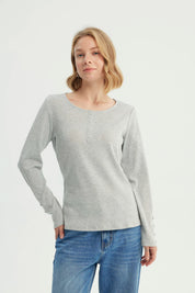 Polera Mujer Slim Gris Melange