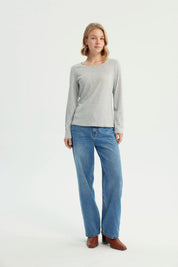 Polera Mujer Slim Gris Melange