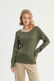Polera Mujer Slim Verde Militar