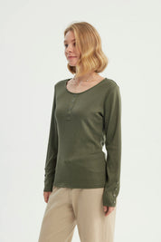 Polera Mujer Slim Verde Militar