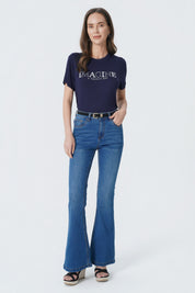 Polera Slim Mujer Azul Oscuro